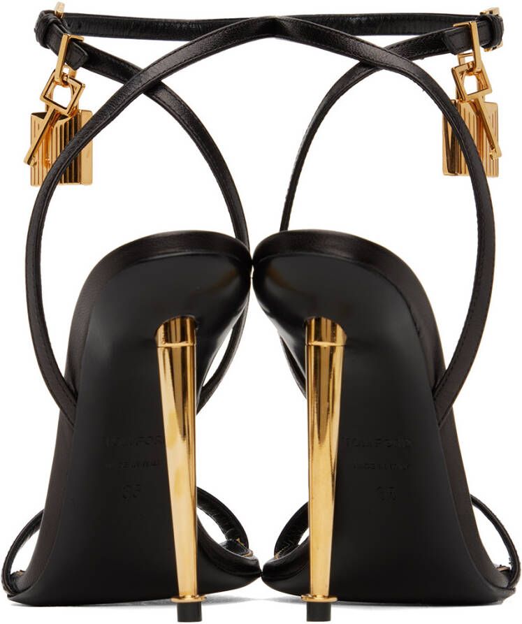 TOM FORD Black Padlock Pointy Naked Sandals