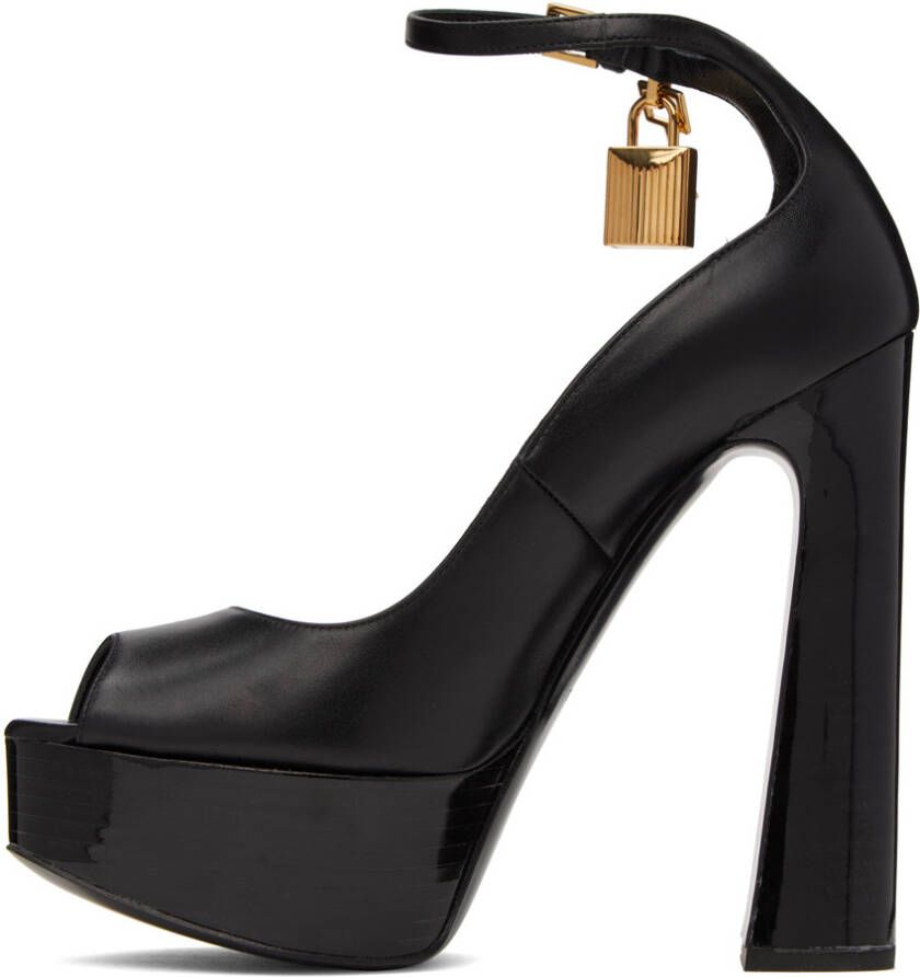 TOM FORD Black Peep Toe Platform Heeled Sandals