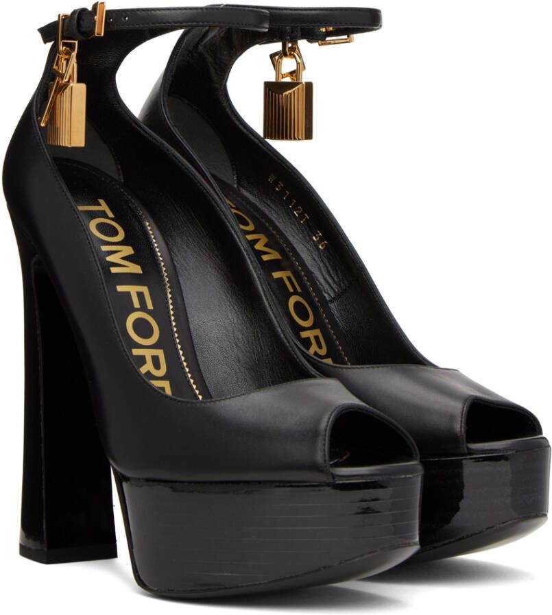 TOM FORD Black Peep Toe Platform Heeled Sandals