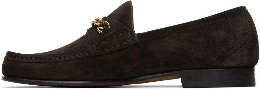 TOM FORD Brown York Chain Loafers