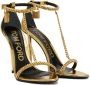 TOM FORD Gold Laminated Heeled Sandals - Thumbnail 4