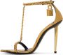 TOM FORD Gold Mirror Padlock Pointy Heeled Sandals - Thumbnail 3