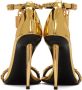 TOM FORD Gold Laminated Heeled Sandals - Thumbnail 5