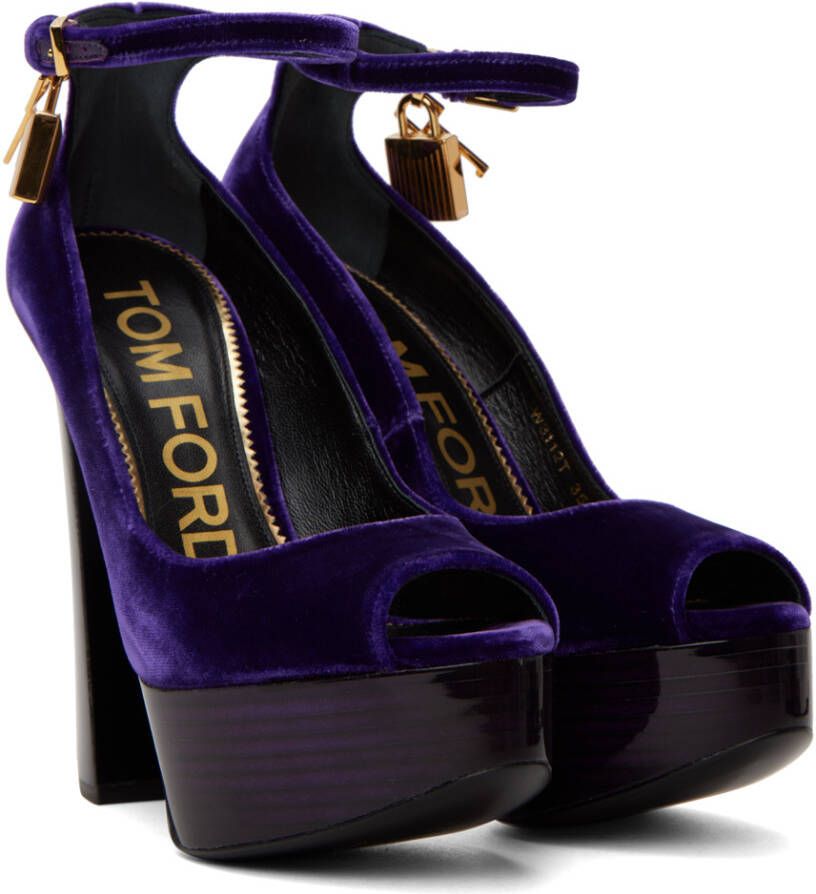 TOM FORD Purple Peep Toe Platform Heeled Sandals