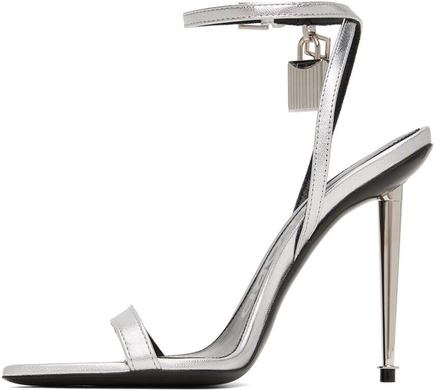 TOM FORD Silver Padlock Pointy Naked Sandals