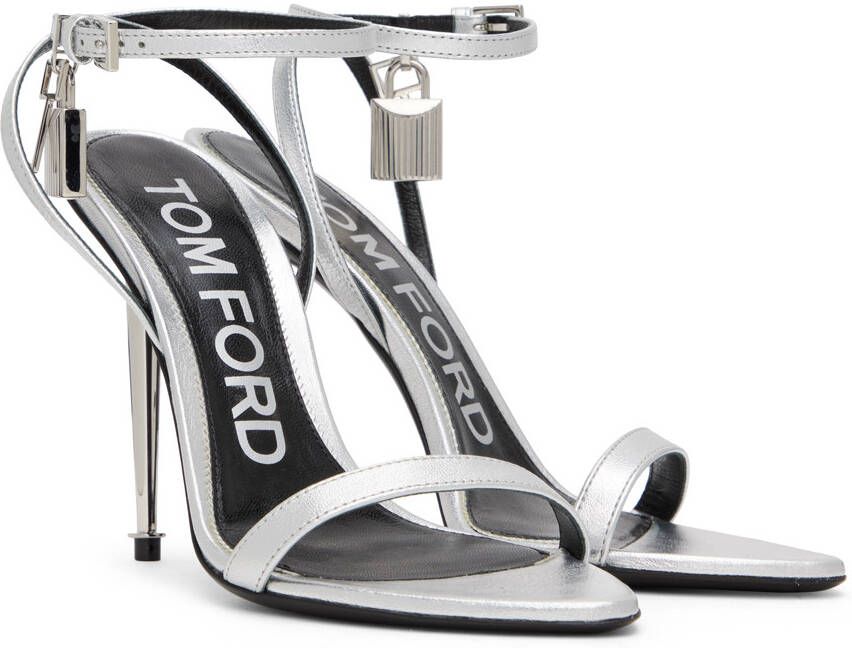 TOM FORD Silver Padlock Pointy Naked Sandals