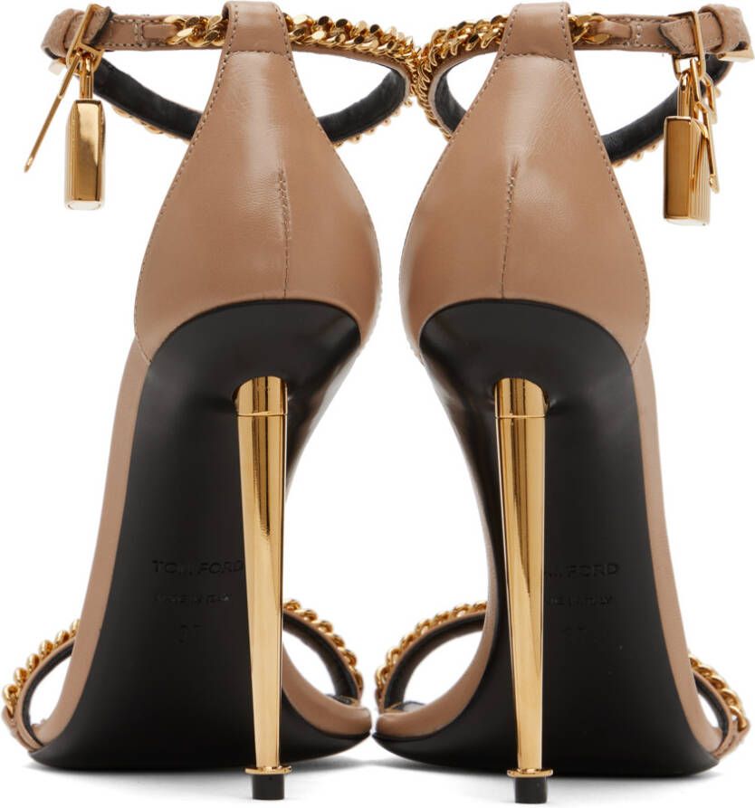 TOM FORD Tan Padlock Pointy Naked Heeled Sandals