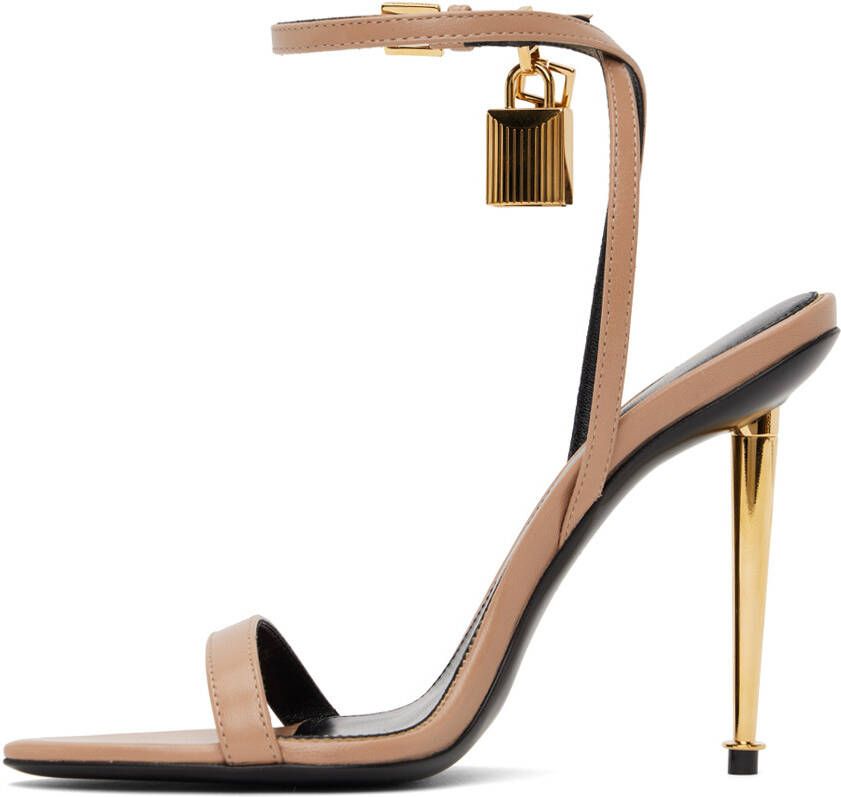 TOM FORD Taupe Padlock Pointed Naked Heeled Sandals
