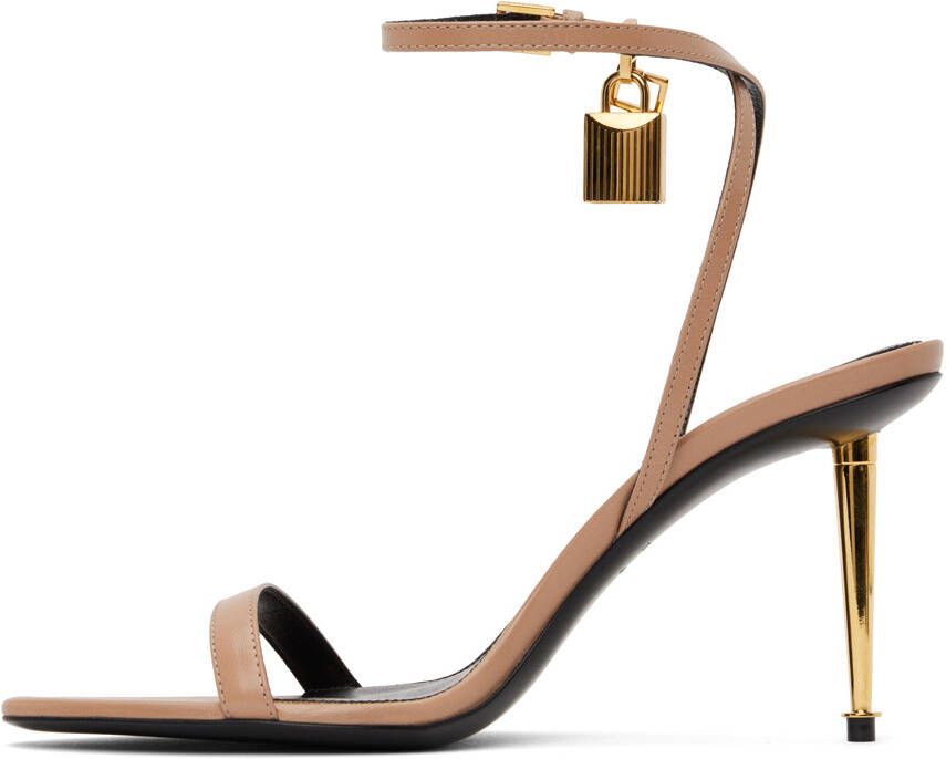 TOM FORD Taupe Padlock Pointed Naked Heeled Sandals