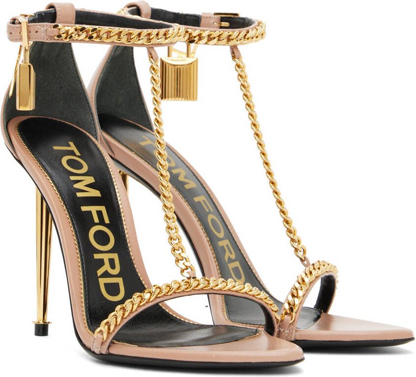 TOM FORD Taupe Padlock Pointy Naked Heeled Sandals