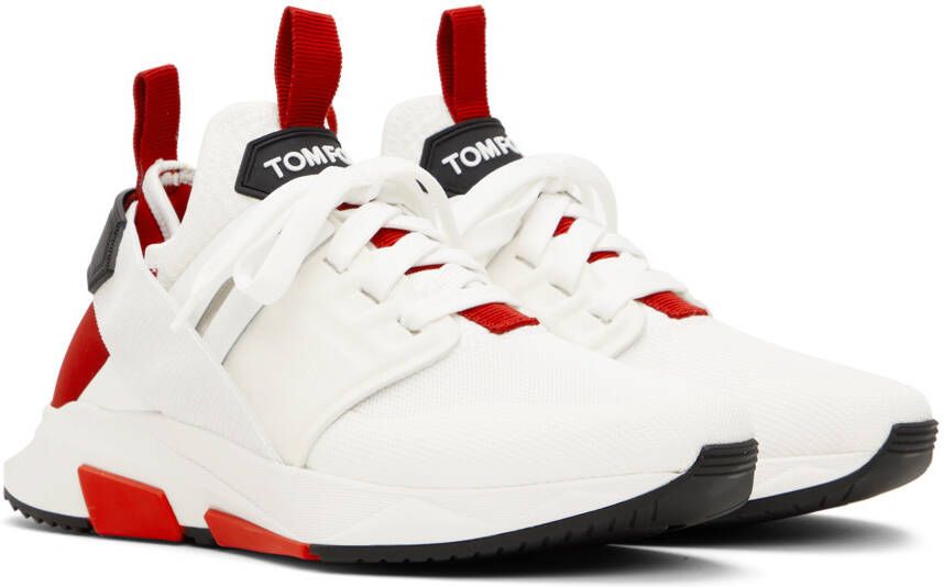 TOM FORD White & Red Jago Sneakers