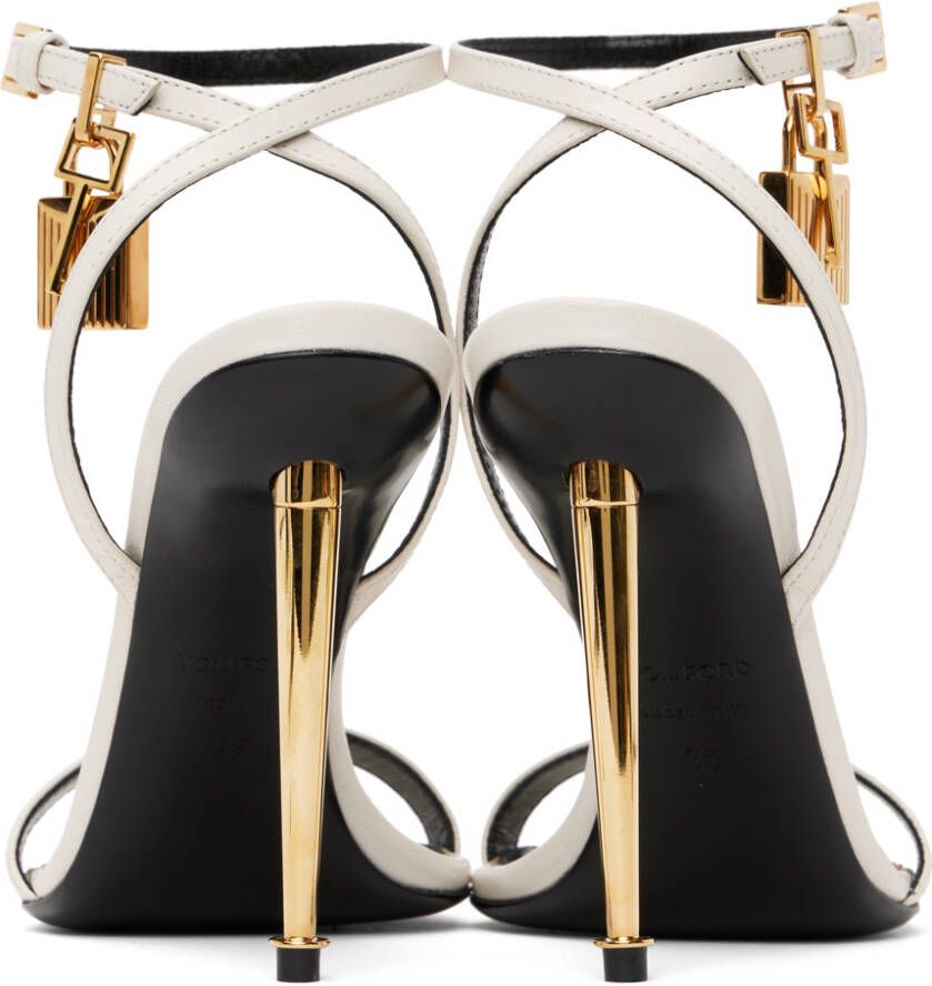 TOM FORD White Padlock Pointed Naked Heeled Sandals