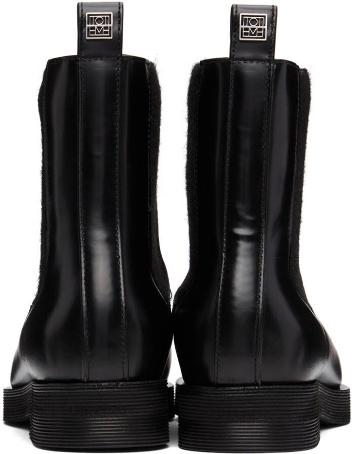 TOTEME Black Leather Ankle Boots