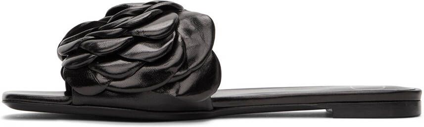 Valentino Garavani Black 03 Rose Edition Atelier Petal Flat Sandals