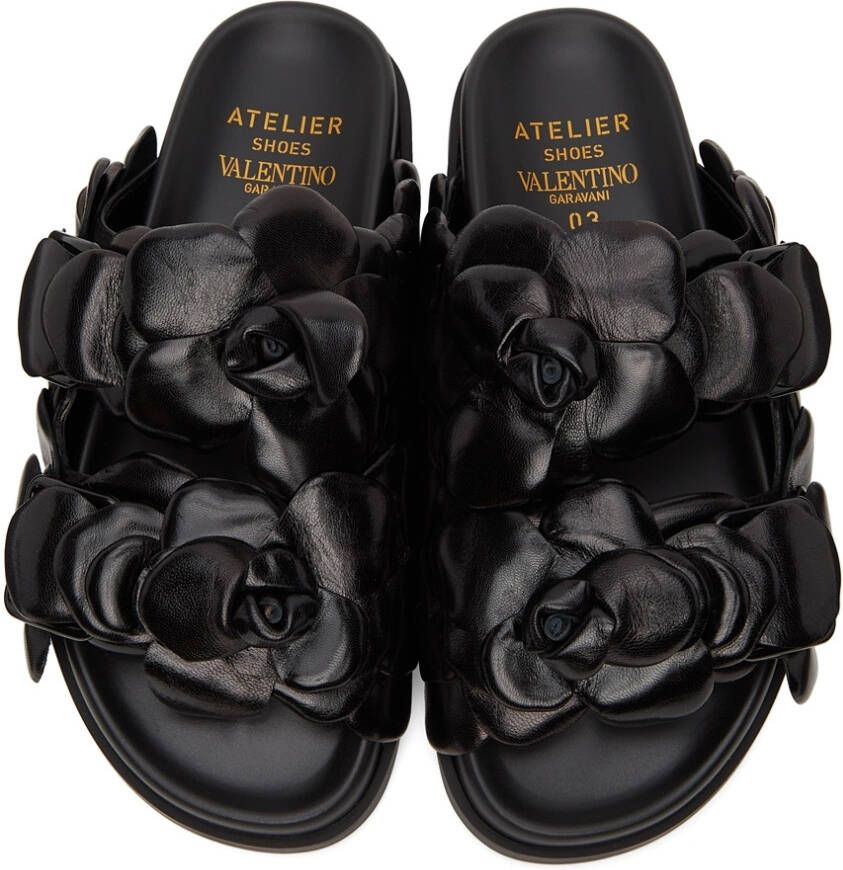 Valentino Garavani Black 03 Rose Edition Atelier Petal Sandals