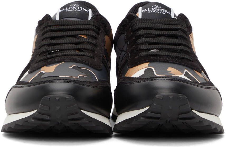 Valentino Garavani Black & Gold Camouflage Rockrunner Sneakers