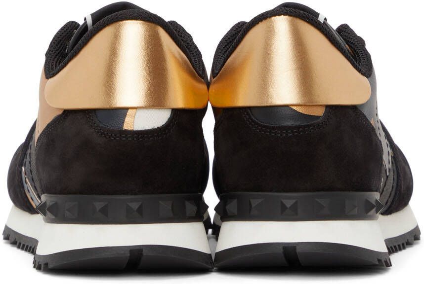 Valentino Garavani Black & Gold Camouflage Rockrunner Sneakers