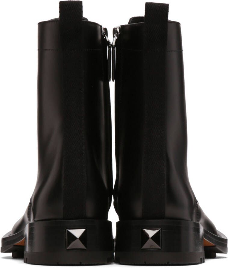 Valentino Garavani Black Calfskin Combat Boots