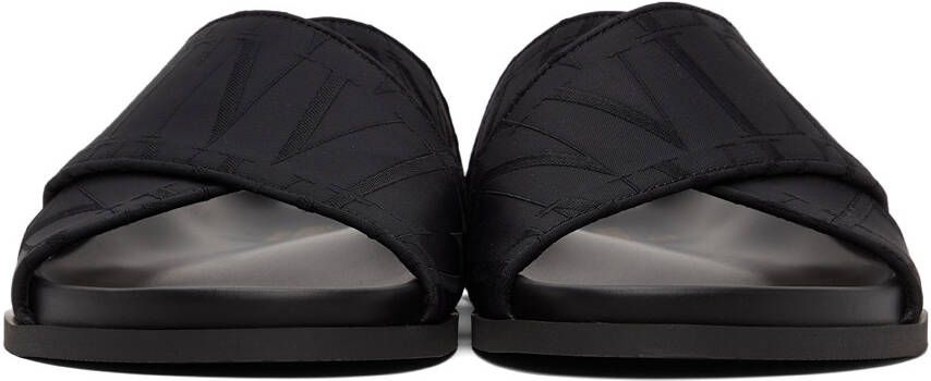 Valentino Garavani Black Jacquard 'VLTN' Sandals