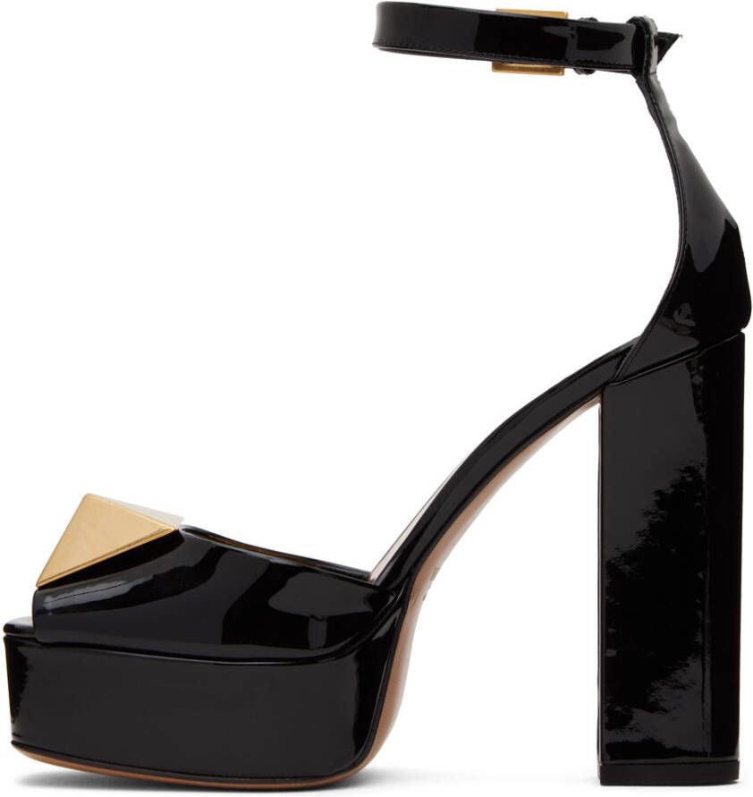 Valentino Garavani Black One Stud 120 Platform Heeled Sandals