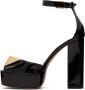 Valentino Garavani Black One Stud 120 Platform Heeled Sandals - Thumbnail 3