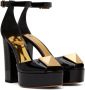 Valentino Garavani Black One Stud 120 Platform Heeled Sandals - Thumbnail 4