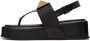 Valentino Garavani Black One Stud Flat Sandals - Thumbnail 3