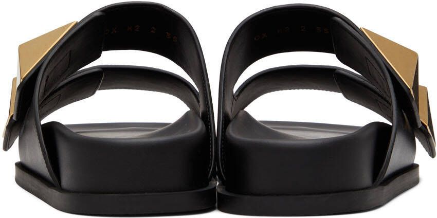 Valentino Garavani Black One Stud Flat Sandals