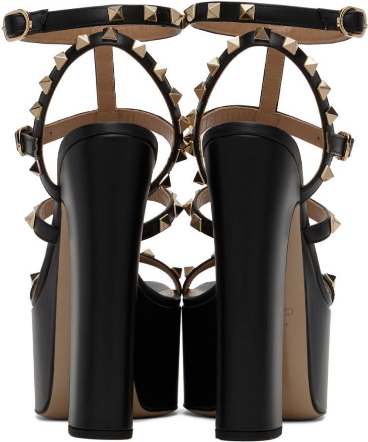 Valentino Garavani Black Rockstud 155 Heeled Sandals