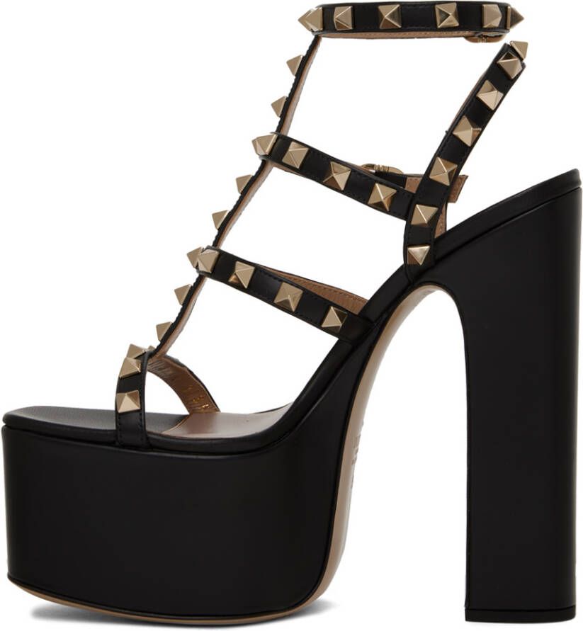 Valentino Garavani Black Rockstud 155 Heeled Sandals