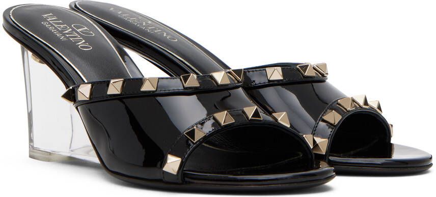 Valentino Garavani Black Rockstud Skin Heeled Sandals