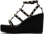 Valentino Garavani Black Rockstud Wedge Sandals - Thumbnail 3