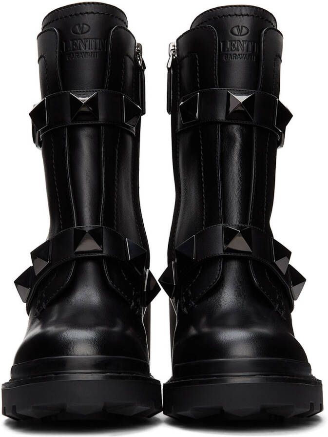 Valentino Garavani Black Roman Stud Ankle Boots