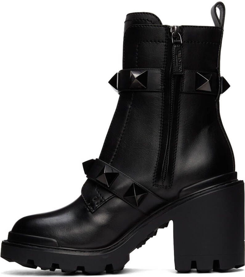 Valentino Garavani Black Roman Stud Ankle Boots