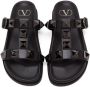 Valentino Garavani Black Roman Stud Flat Slide Sandals - Thumbnail 4