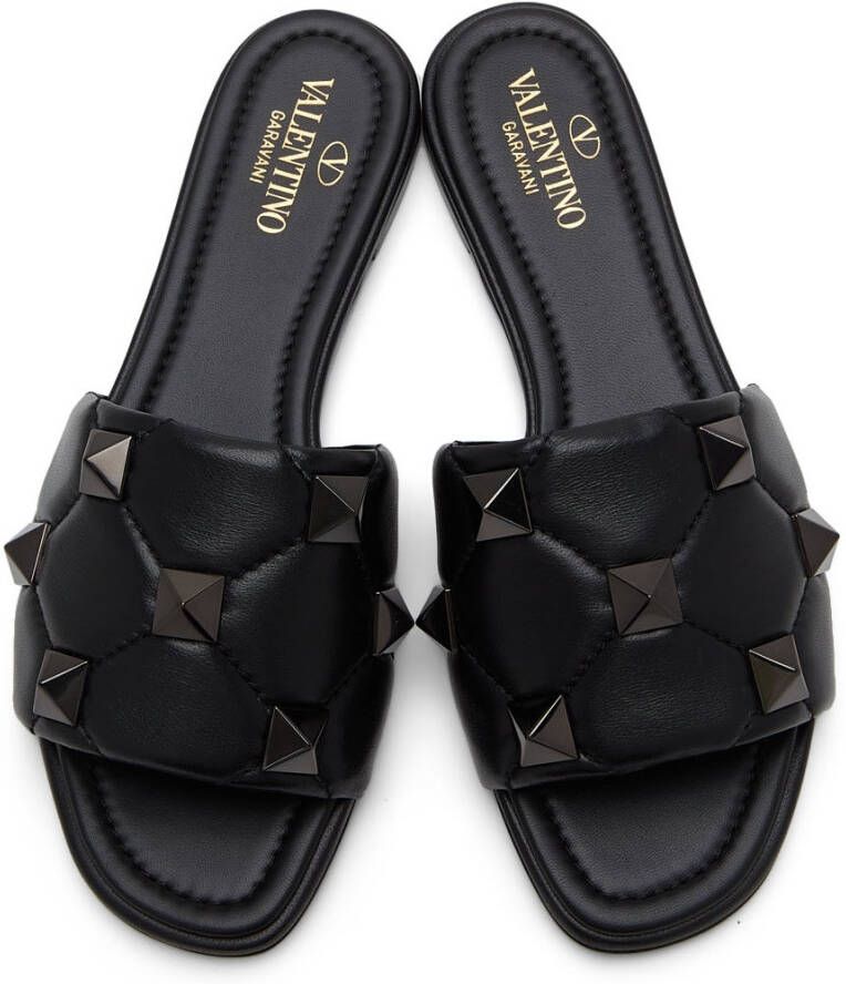 Valentino Garavani Black Roman Stud Sandals