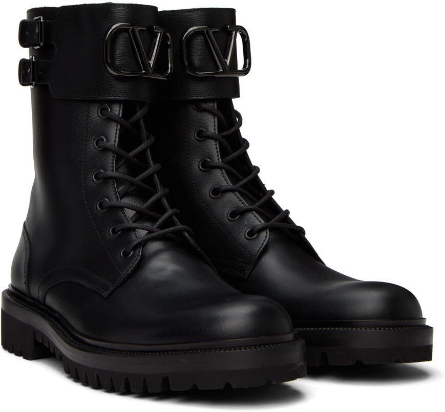 Valentino Garavani Black VLogo Combat Boots