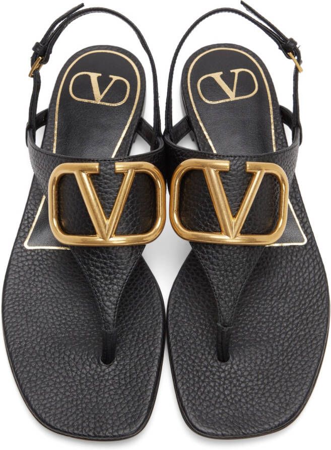 Valentino Garavani Black VLogo Signature Flat Sandals
