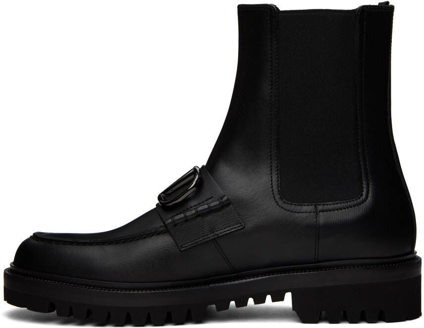 Valentino Garavani Black VLogo Strap Chelsea Boots
