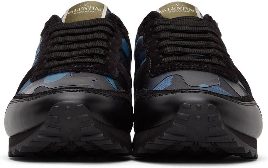 Valentino Garavani Blue & Black Camo Rockrunner Sneakers