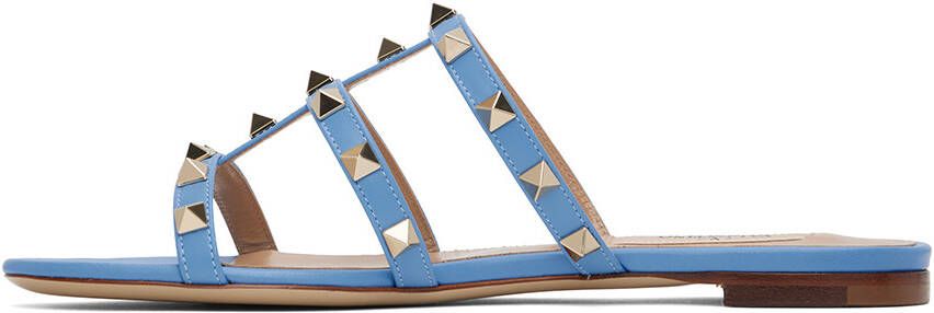 Valentino Garavani Blue Rockstud Flat Sandals