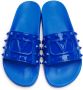 Valentino Garavani Blue Rubber Summer VLogo Slides - Thumbnail 5