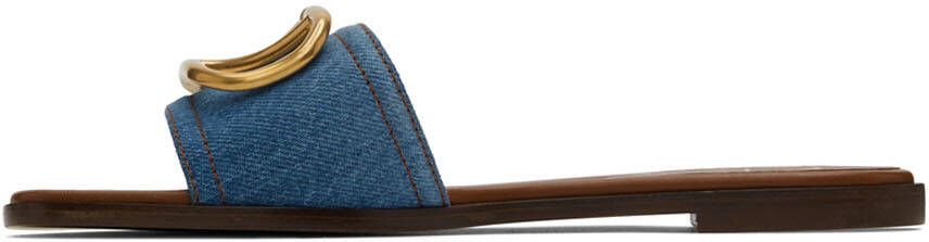Valentino Garavani Blue VLogo Slide Sandals