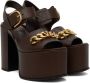 Valentino Garavani Brown VLogo Chain Heeled Sandals - Thumbnail 4