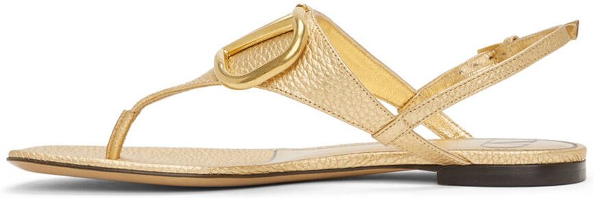 Valentino Garavani Gold VLogo Signature Flat Sandals