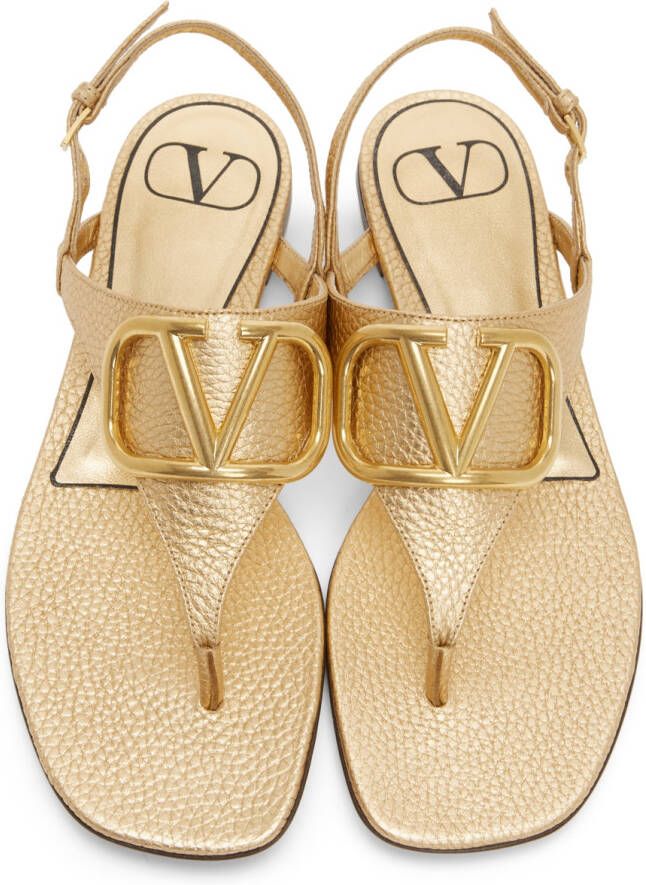 Valentino Garavani Gold VLogo Signature Flat Sandals
