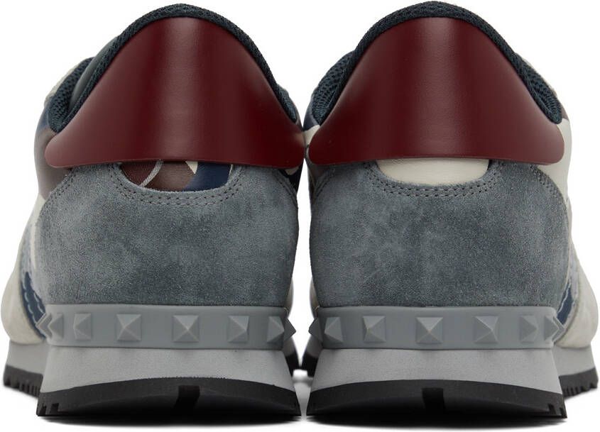 Valentino Garavani Gray & Burgundy Rockrunner Sneakers