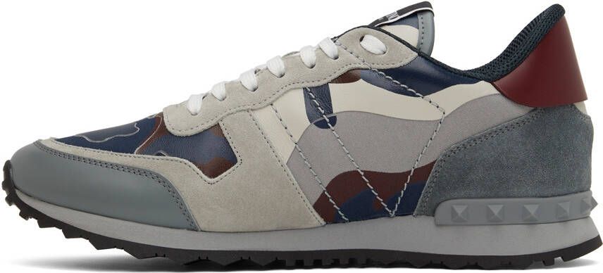 Valentino Garavani Gray & Burgundy Rockrunner Sneakers