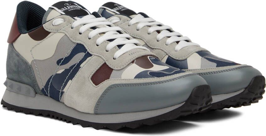 Valentino Garavani Gray & Burgundy Rockrunner Sneakers