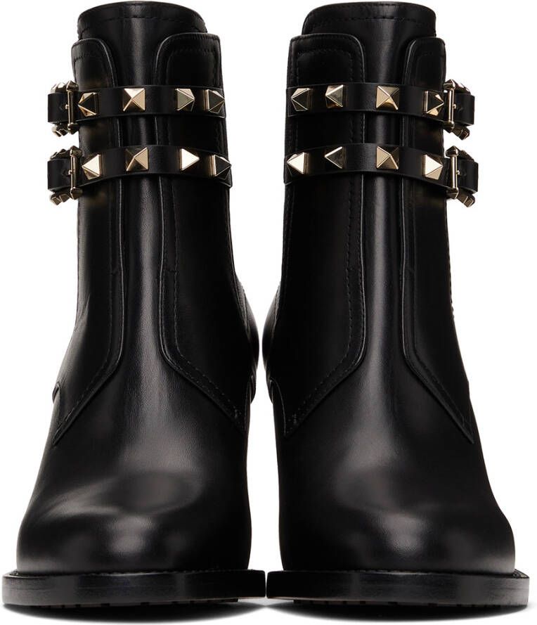 Valentino Garavani Leather Double Strap Rockstud Boots